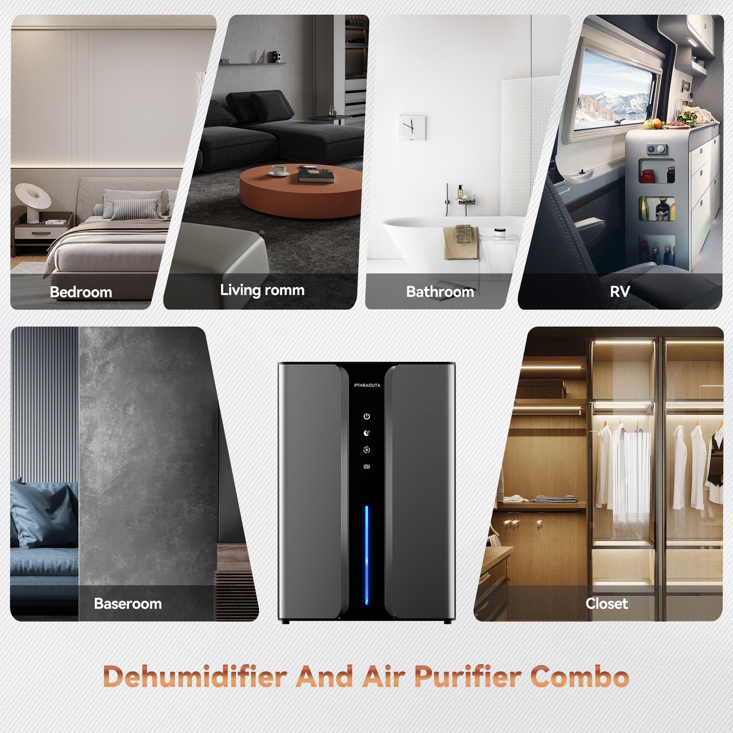 PTHRAOUTA Dehumidifier for Room for Home, 50 OZ Water Tank(1000 sq.ft) Dehumidifiers Safe Drainage Auto-off Odor Removal 2 Duak-Core Portable Small Dehumidifier for Basement Bathroom H10