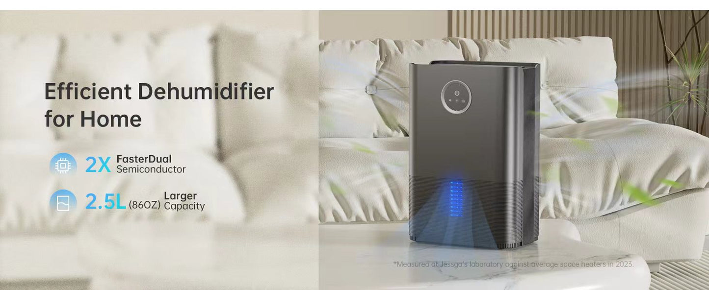 PTHRAOUTA Dehumidifier for Room for Home, 50 OZ Water Tank(1000 sq.ft) Dehumidifiers Safe Drainage Auto-off Odor Removal 2 Duak-Core Portable Small Dehumidifier for Basement Bathroom RV Closet Indoor