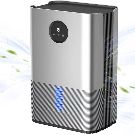 PTHRAOUTA Dehumidifier for Room for Home, 50 OZ Water Tank(1000 sq.ft) Dehumidifiers Safe Drainage Auto-off Odor Removal 2 Duak-Core Portable Small Dehumidifier for Basement Bathroom RV Closet Indoor