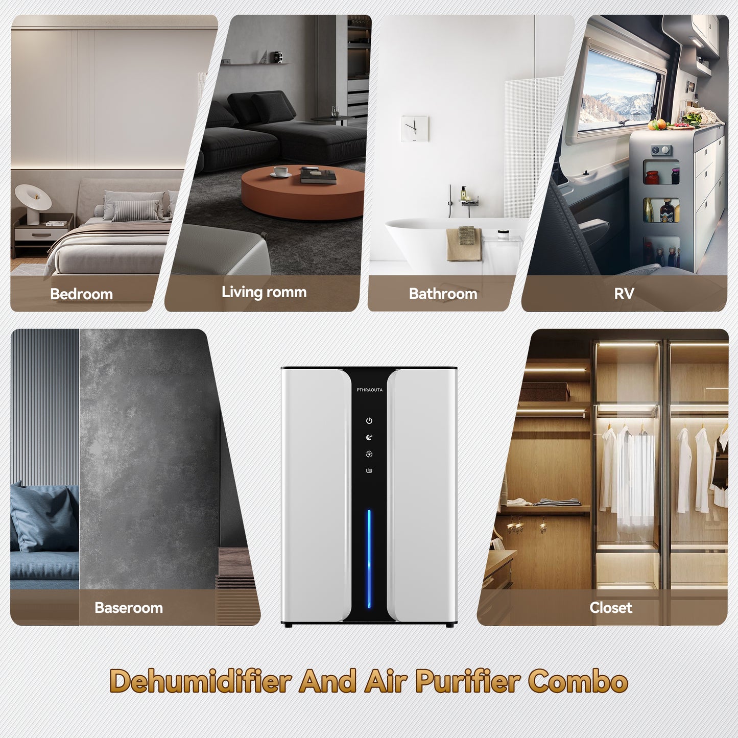 PTHRAOUTA Dehumidifier for Room for Home, 50 OZ Water Tank（1000 sq.ft） Dehumidifiers Safe Drainage Auto-off Odor Removal 2 Duak-Core Portable Small Dehumidifier for Basement Bathroom H10